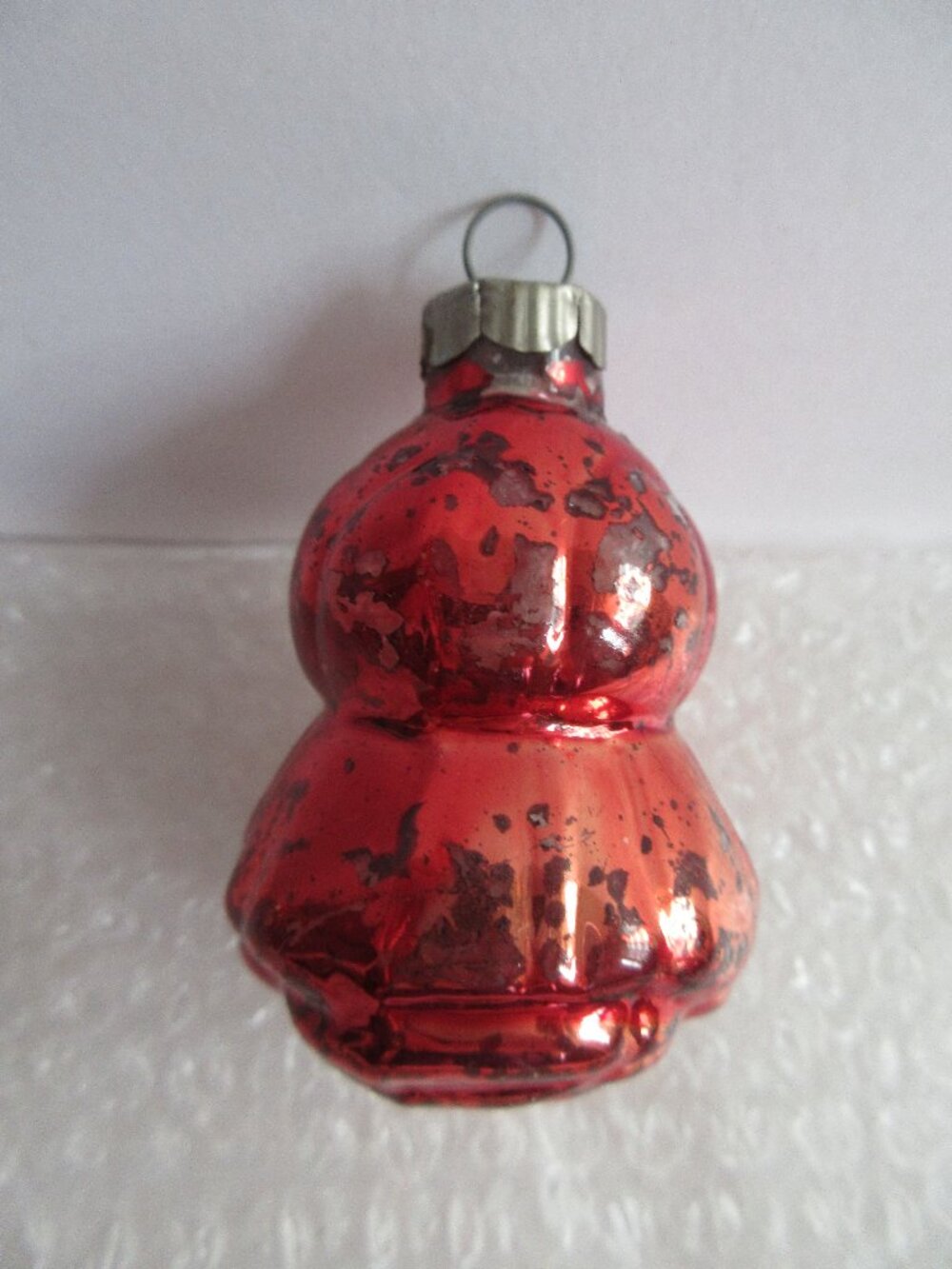 Shiny Brite Red Rose Bud w/ Hip of Leaves Figural 2" Christmas Ornament Vintage